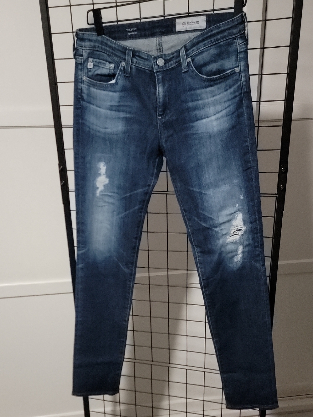 Ag Adriano Goldschmied Women’s Skinny Jeans - Dark Blue Distressed